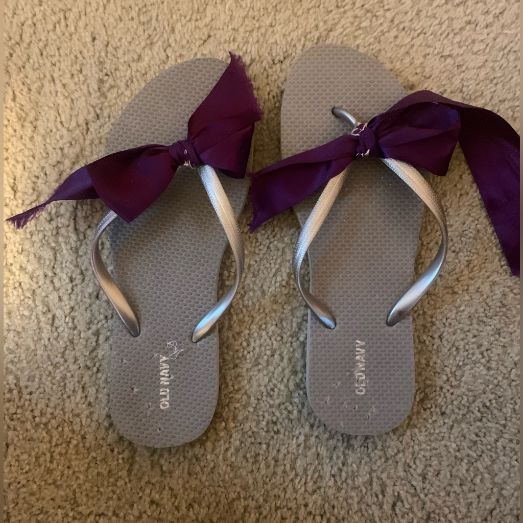 5 For $20old Navy Silver Sandals With Purple Bow